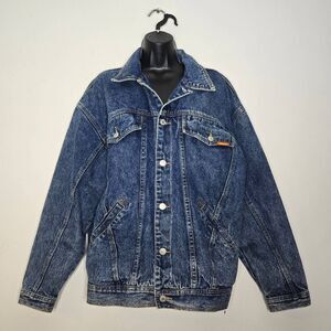 Vintage 80s Jordache Size Medium Classic Denim Jean Jacket Trucker Blue Retro